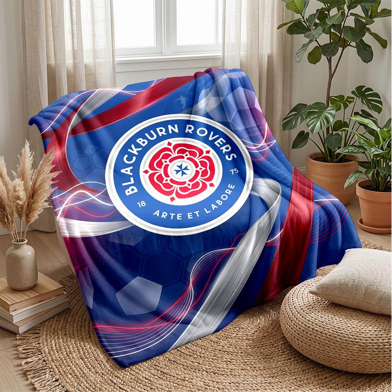 Blackburn Rovers Football Print Flannel Blanket, Soft Warm Lightweight Throw Blanket for Sofa Bed Camping