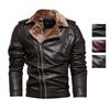 Erkek Suni Deri Ceketler Polar Astarlı Fermuar Bombacı Ceket Moto Biker Kısa Ceket PU Motosiklet Racer Şık Sonbahar Kış Dış Giyim