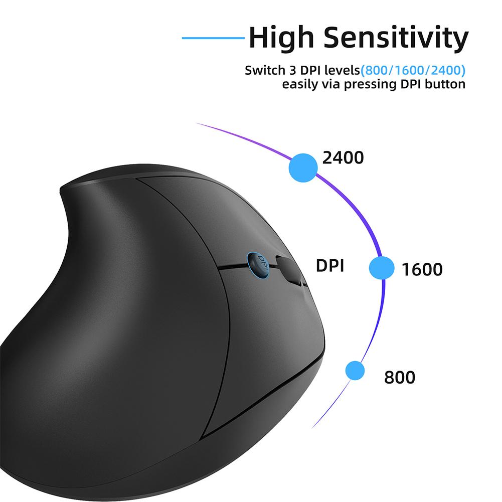 2.4G Vertical Wireless Mouse Rechargeable Wireless Vertical Ergonomic Optical Mouse 2400 DPI 6 Buttons for PC Laptop  Windows