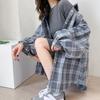 Danmo Streetwear Plaid Shirts Frauen Koreanische Mode Übergroßen Tops Harajuku Täglichen Alle-spiel Langarm Weibliche Blusen