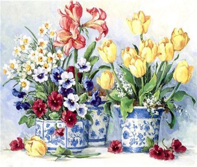 RUOPOTY Oil Painting By Numbers Flower Acrylic On Canvas DIY Frame Wall Art Picture By Numbers Daisy Children's Room Decor