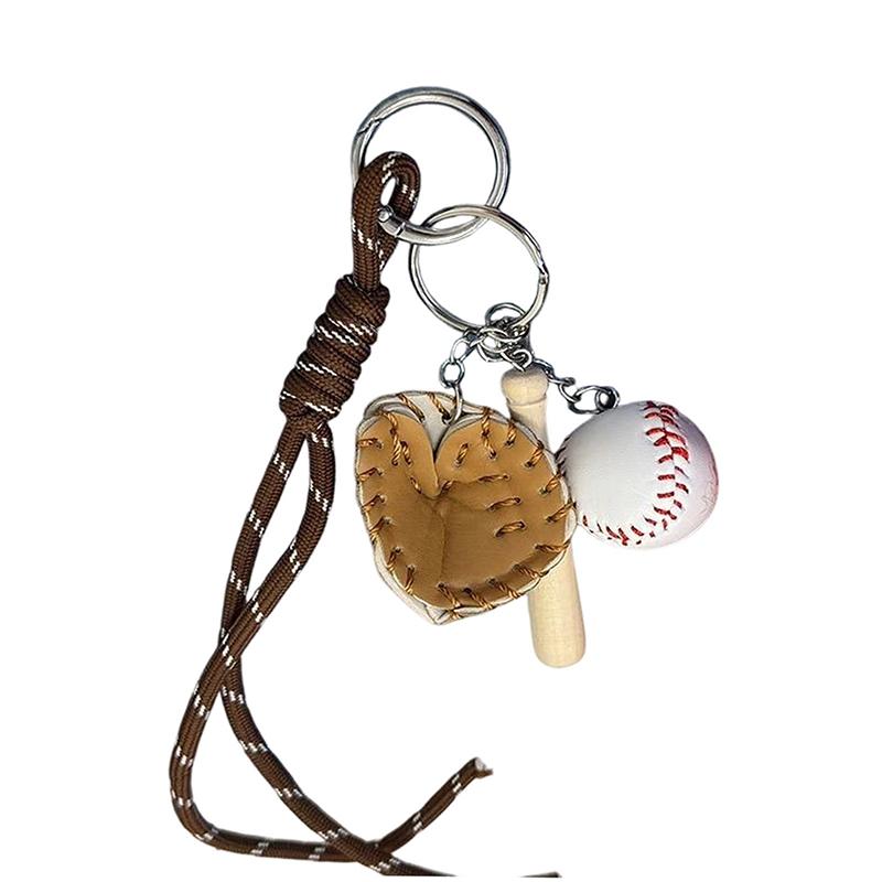 Mini Baseball Glove Wooden Bat Keychain Women'S Bag Accessories Sports Car Key Chain Key Ring Gift For Man Women