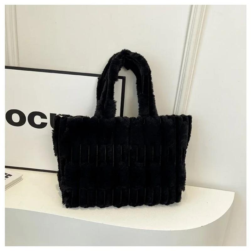 Модная однотонная повседневная легкая роскошная сумка-тоут, плиссированная плюшевая ручная сумка, универсальная сумка через плечо