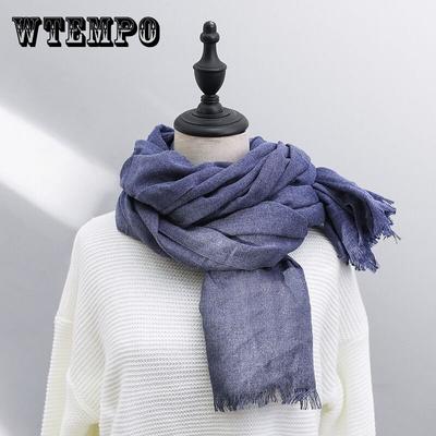 Bufandas literarias de nuevo estilo para otoño e invierno. Chal liso de lino y algodón para mujer. Bufanda bicolor de lino.