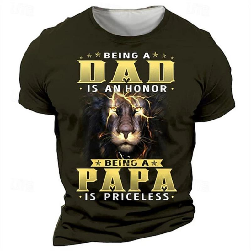 Animal Men's Printed T Shirt 3D Lion Pattern Summer Loose Plus Size Short Sleeve Street Round Neck Comfortable Men's Tops 6Xl