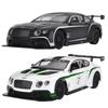 1/24 Bentley Continental GT3 Hög Simulering Gjuten Metalllegering Modellbil Ljud Ljus Dra Tillbaka Samling Leksak för Barn F501