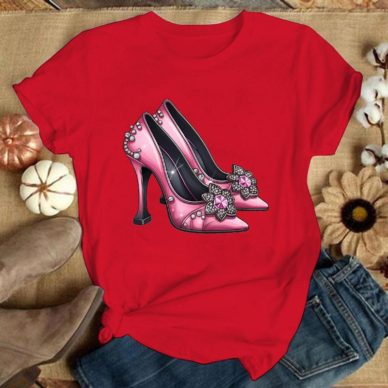

Модная унисекс футболка с принтом розового высокого каблука, летние топы, футболки(Премиум-футболка) S