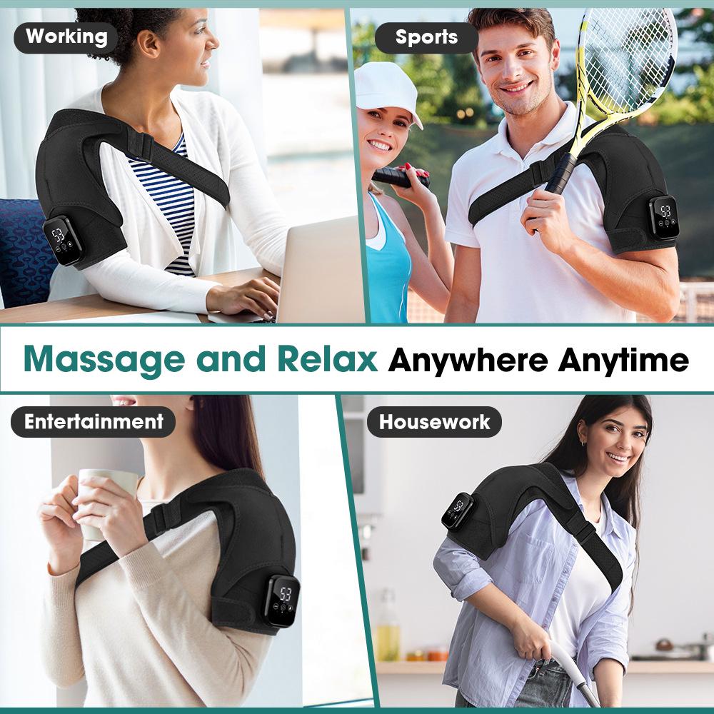 Vibrating Heated Shoulder Pad: 3 Vibration Modes & Heat Levels for Physiotherapy Massage