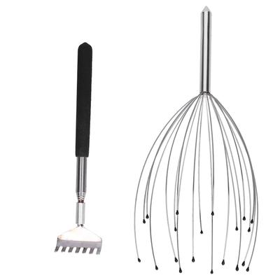 Handheld Kopfhaut Massager Edelstahl Einziehbare Zurück Scratcher Kitzeln Kralle Set