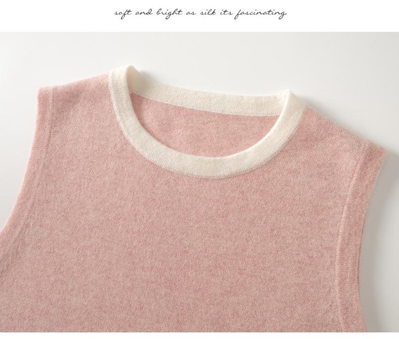 Autumn/Winter Cashmere Color Block Sleeveless Knit Vest