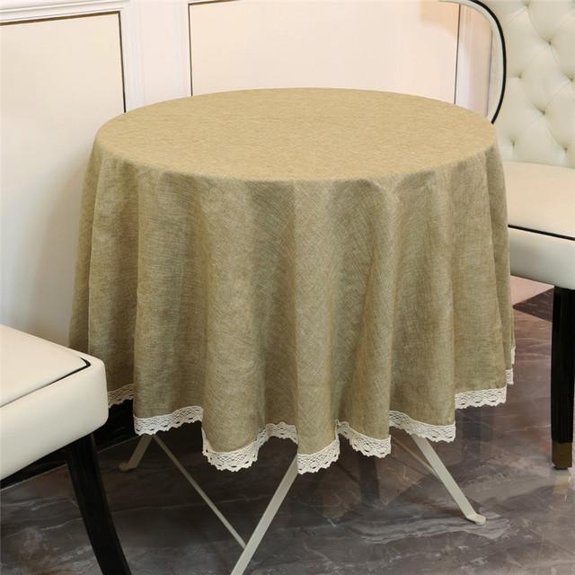 Скатерть круглая имитация льна кружево скандинавский чайный кофейный столик скатерть для дома кухня свадебная вечеринка покрытие стола скатерть декор 90cm Diameter