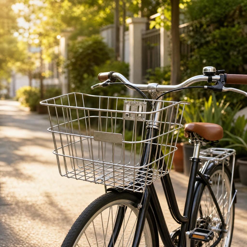 Stainless Steel Front Cycle Basket Weather-Resistant for Grocery Runs