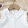 Baby Girls 2-Piece Outfit, Ribbed Ruffle Neck Top and Embellished Denim Shorts