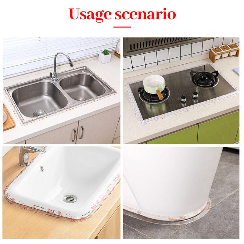 1pc Bathroom Waterproof Wall Stickers Sealing Tapes PVC Adhesive Sealing Strips Sink Edge Tape Kitchen Bathroom Accessories