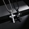 Cross Necklace for Men, Non Fading Stainless Steel Cross With Round Ring Pendant Necklace 70cm Beads Chain, Hip Hop Punk Jewelry