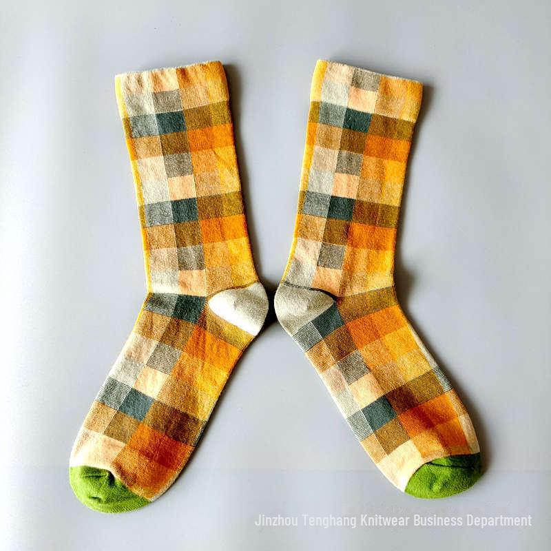 Șosete la modă cu pictură în ulei franceză: Șosete de vițel colorate, cu tub mediu-înalt, de nișă, la modă pentru femei