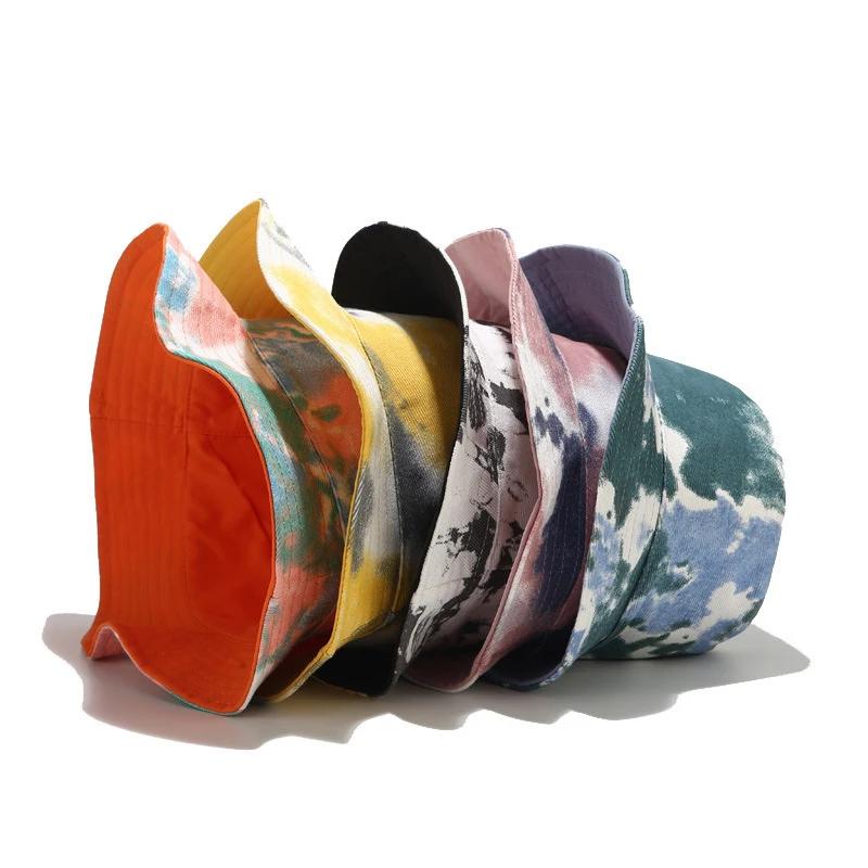 New Unisex Outdoor Tie Dye Fisherman's Hat Personality Women Double Sided Bucket Cap Europe Men Uv Protection Panama Sun Caps