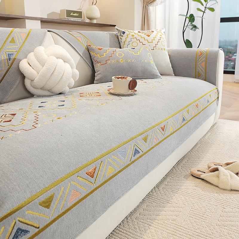 Premium Sense Medieval Sofa Cushion New Four-Season Universal Light Luxury Seat Cushion Fixed Non-Slip Cover Cover Cloth