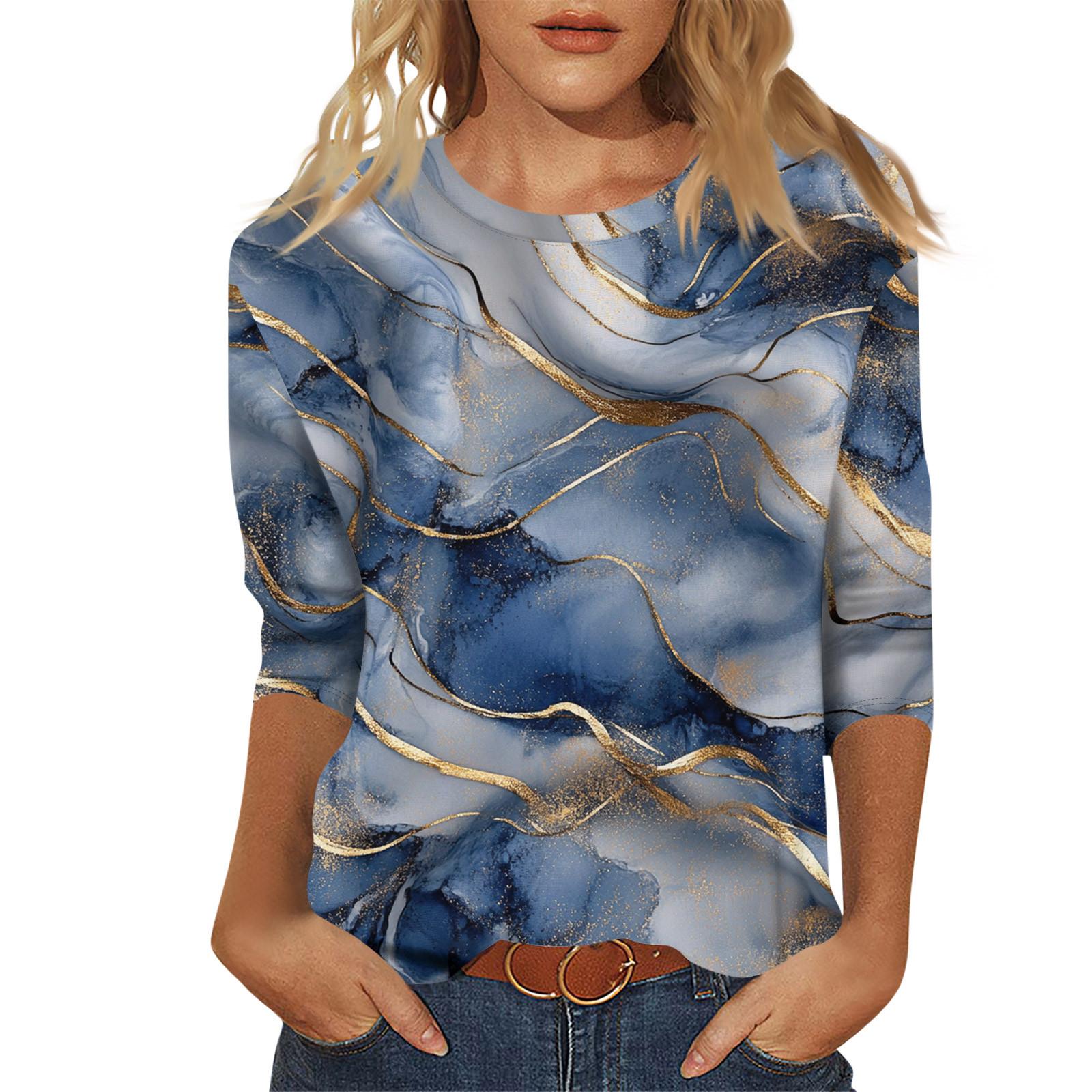 Женский модный повседневный пуловер с рукавом семь четвертей, модный принтованный топ L