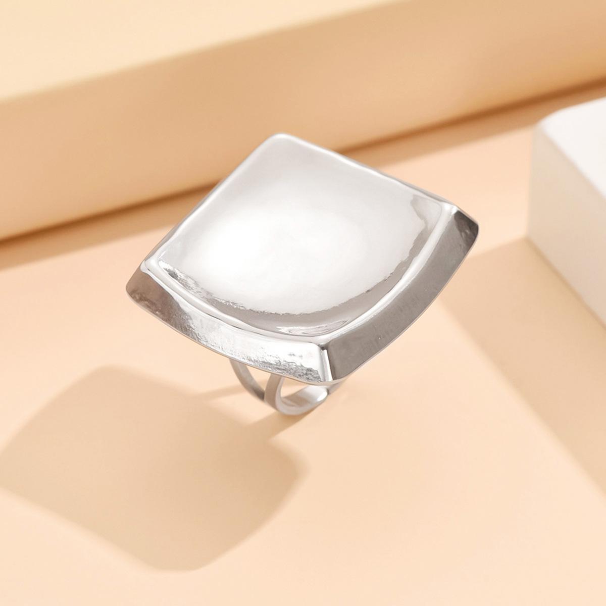 Unisex Geometric Cube Stainless Steel Open Ring
