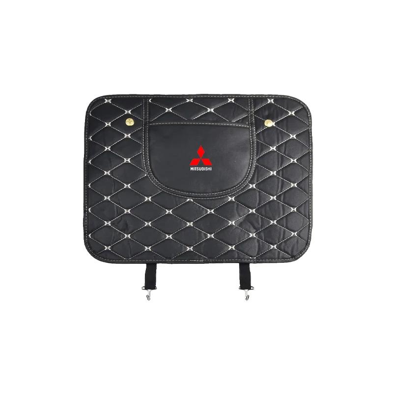 

PU Leather Car Anti-Kick Mats Auto Seat Back Protector Cover Car Emblems For Mitsubishi lancer asx outlander pajero l200 galant