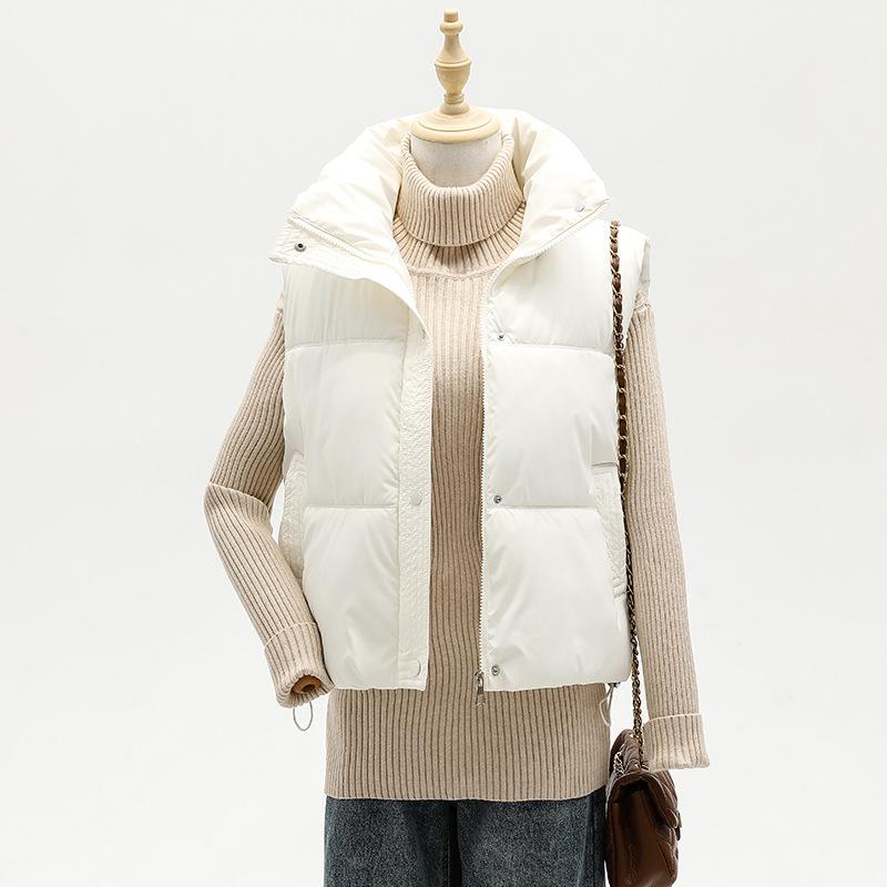 Winter new down cotton vest casual thickened zipper ultra-short stand-up collar lambskin vest