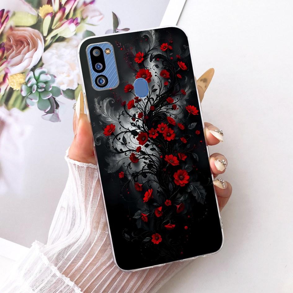 For Cover Samsung Galaxy M21 2021 Phone Case SM-M215G Shell Fashion Flower Soft Silicone Clear Cover For Samsung M21 2021 Fundas