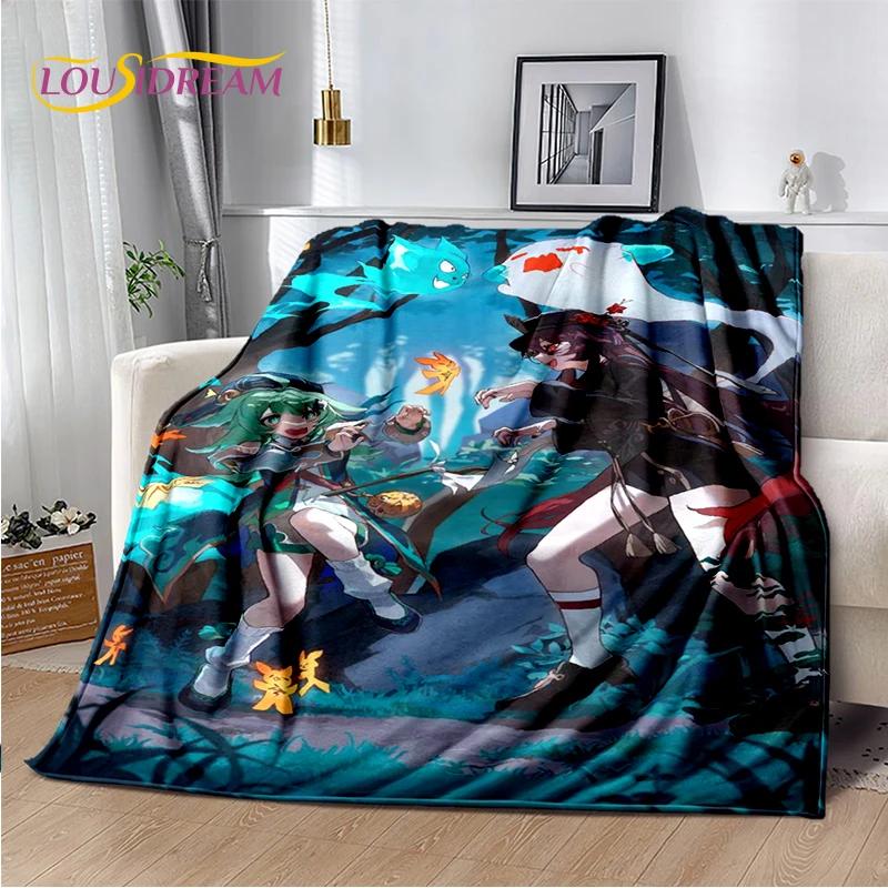 Genshin Impact Cartoon Character Soft Throw Blanket for Bedroom Sofa Picnic  Perfect Child Gift