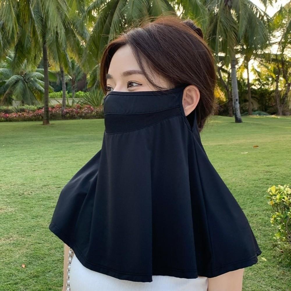 UV Protection Sunscreen Mask 2 In 1 Ice Silk Face Mask Lightweight Full Face Mask  Cycling