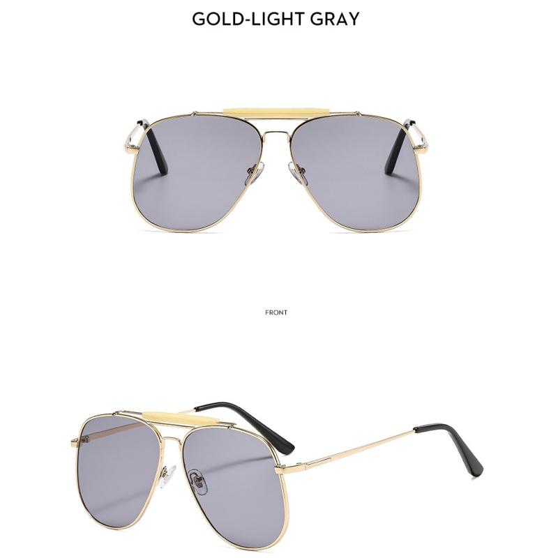Women's sunglasses, men's and women's fashion large-frame double-beam metal sunglasses