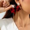 Bowknot Wine Red Bow Drop Earrings Pearl New Year Earrings Elegant Red Velvet Bow Earrings  Girl