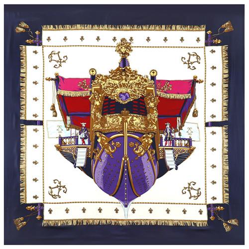 POBING Silk Scarf Women Large Shawls Spain Print Stoles Square Bandana Luxury Tassel Kerchief Scarf Female Foulards 130CM