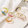 18K Gold Plated Brass Gold Color Cute Ring For Women Multi Color Rainbow Zircon Dripping Oil Female Wedding Accessories