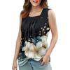Damen Sommer Casual Plissee Quadratischer Ausschnitt Ärmelloses Tank Top Bedrucktes T-Shirt