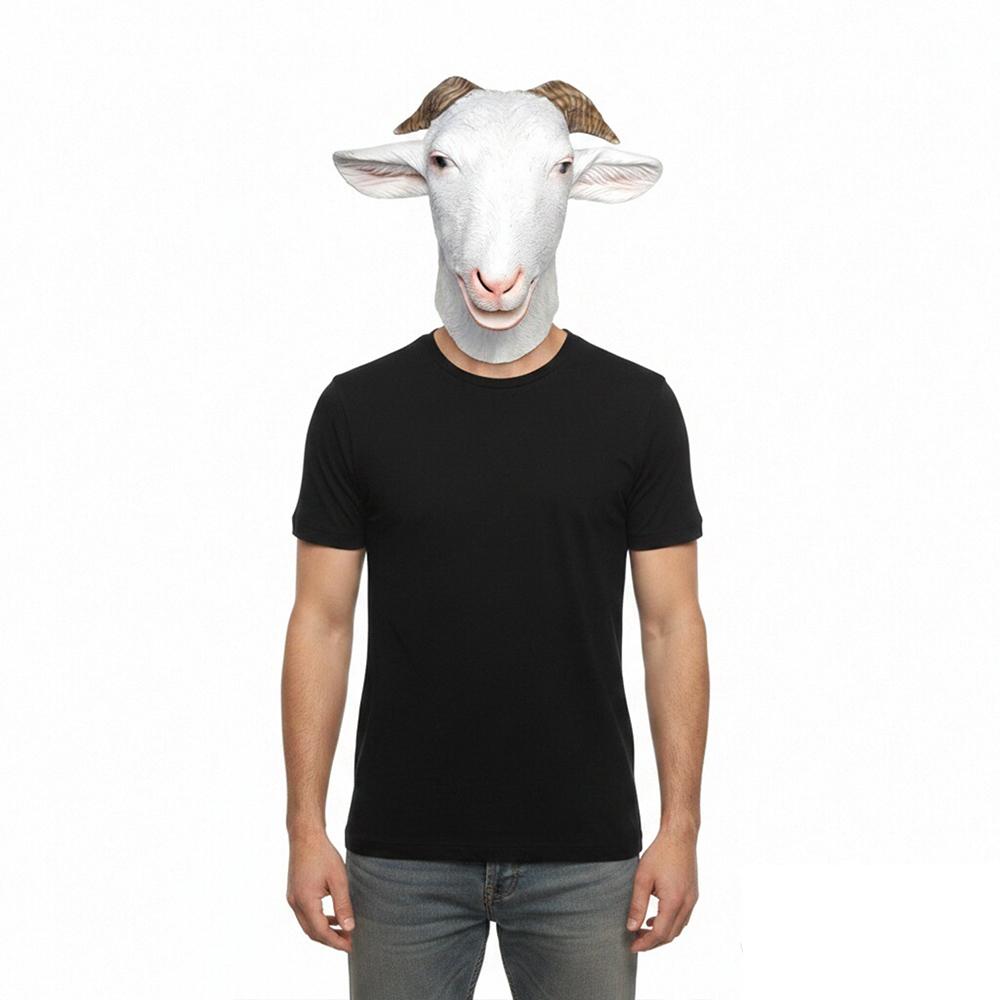 Animal Goat Mask Halloween Realistic Adult Goat Hood Full-face Latex Hood 3d Fur Texture Full-coverage Animal Mask Accessory