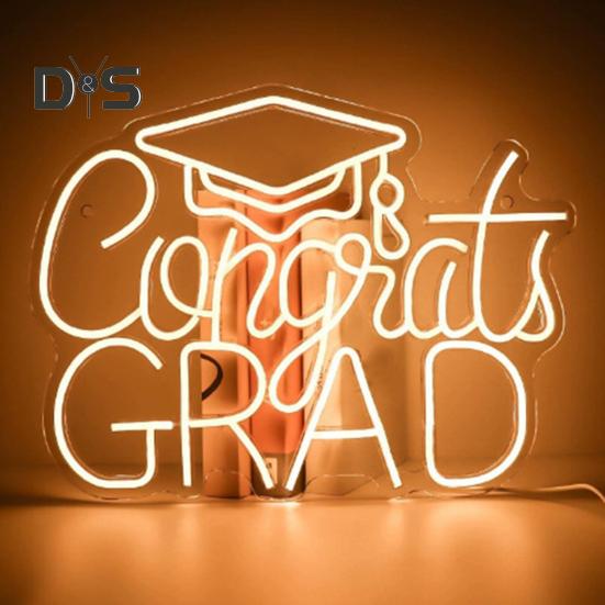 Sveikiname Absolventą LED Neoninis Ženklas Nemirksintis Ryškumas Reguliuojamas Maitinamas USB Sveikiname Baigimo Ženklas Naktinė Lempa