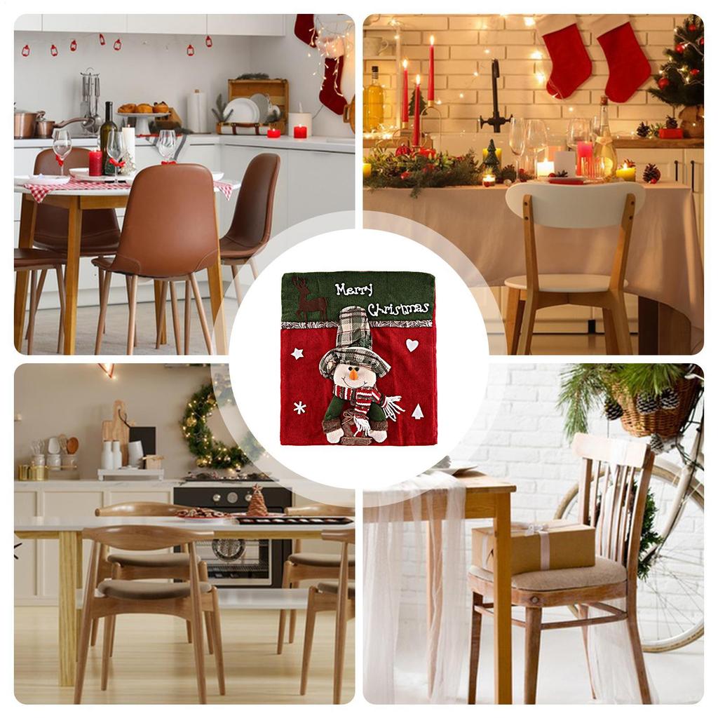 Chair Back Covers Christmas 3D Doll Seat Slipcovers Holiday Chair Covers For Hosts Parents Dinner Family Gathering Kitchen