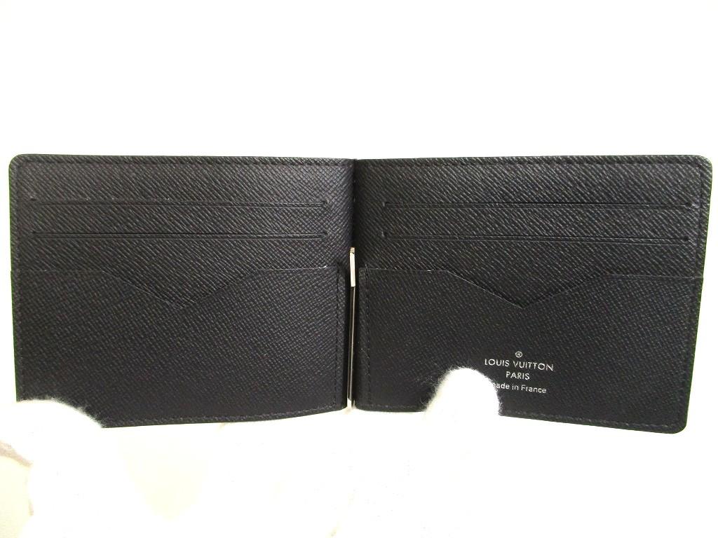 Autentyczny LOUIS VUITTON Taiga Czarna Skóra Portfel Bifold na Banknoty #a938 Odnowiony