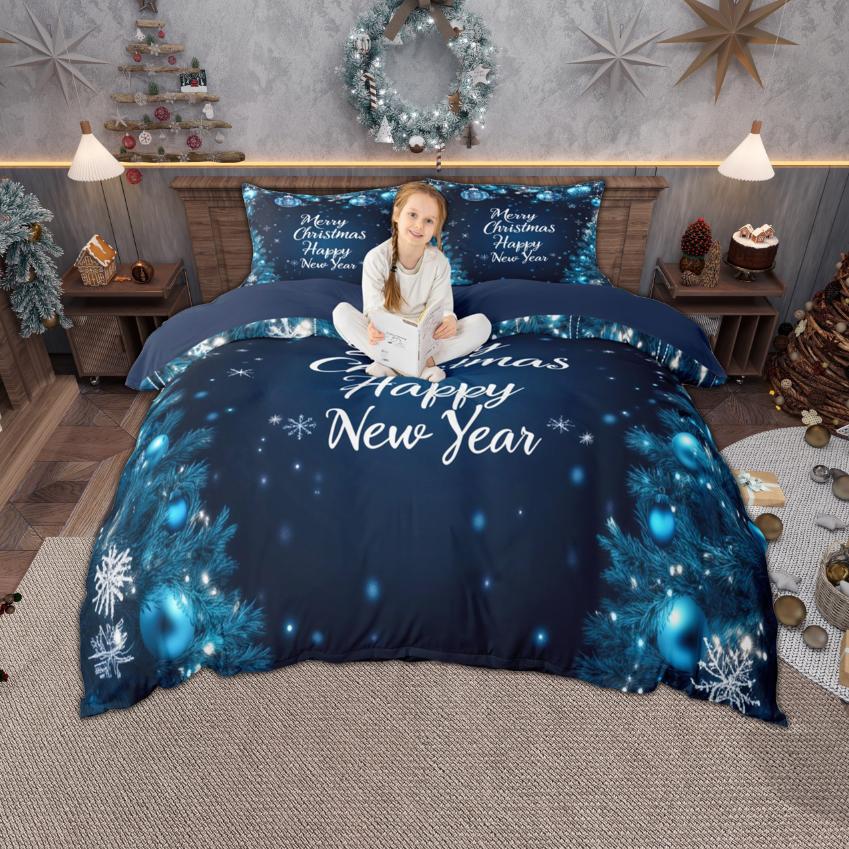 Homewish Kids Xmas Tree Duvet Cover Set For Boys Girls Merry Christmas Bedding Set Happy New Year Gifts Quilt Cover Set