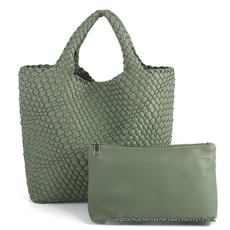 Women's Large Fashionable Woven Tote Bag - Versatile Double-Wrist Mother-Child Shopper