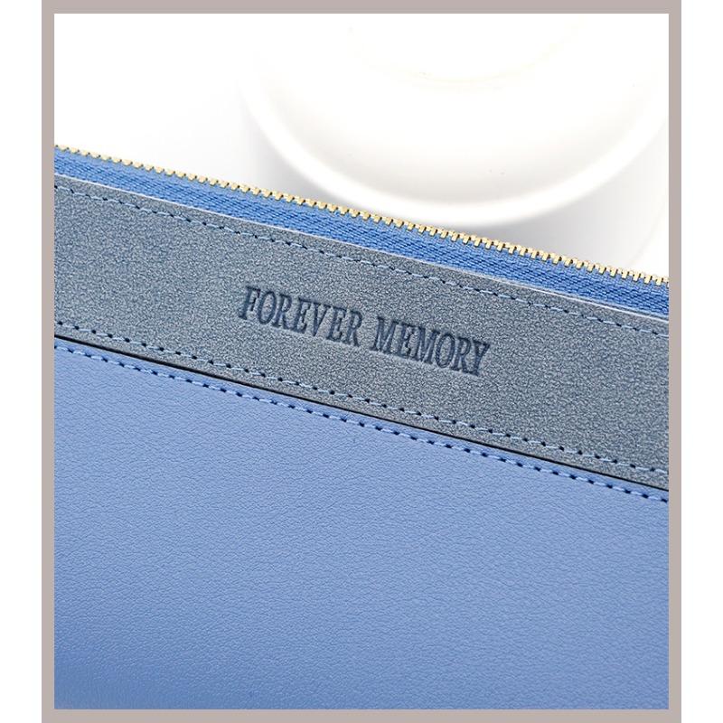 Women's Long Wallet Leather Collage Solid Color Fashionable Wallet Coin Purse