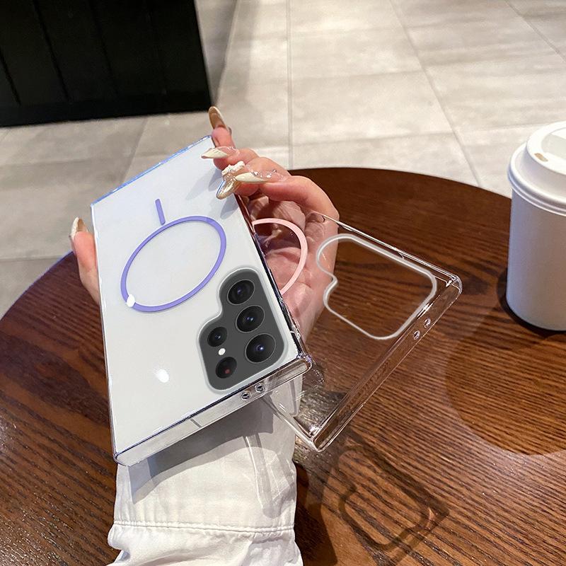 Trendy Thin Ring Magnetic High Permeability Shell Suitable for Samsung S25ULTRA Mobile Phone Case S24P Anti Fall Hard Shell