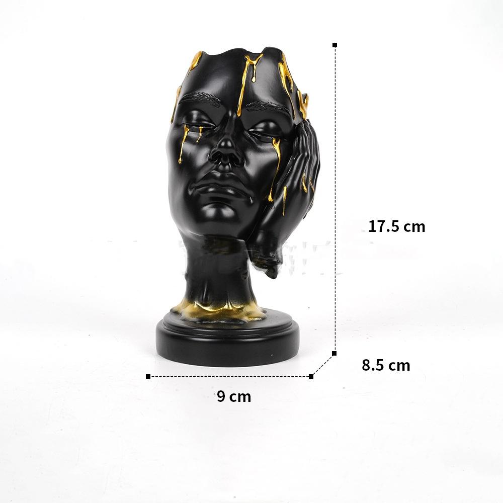 Artizanat din Rășină Statuie la Dimensiune Naturală Mască Facială Abstractă Tăcere Figurine Decorative Aurii Accesorii pentru Decorarea Casei