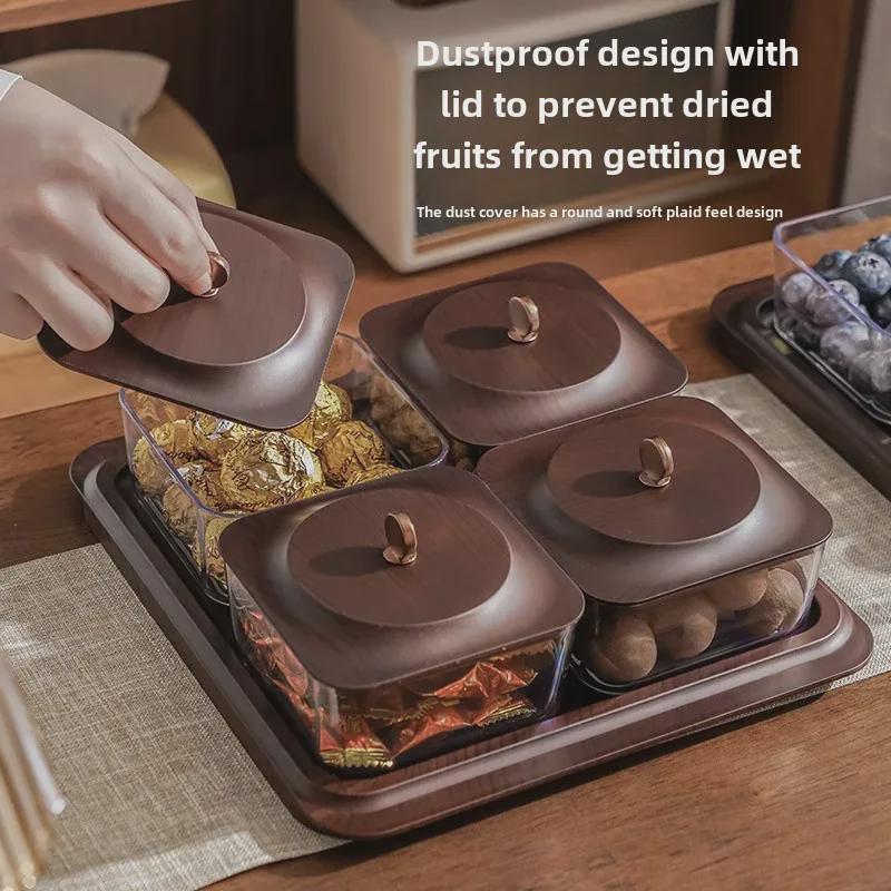 Bandeja para Lanches e Doces Estilo Retrô Imitação Madeira para Mesa de Centro de Sala de Estar