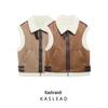 2024 Autumn Women's European & American Style Sleeveless Lapel Fleece Vest