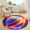 Crystal Velvet carpet[2D Flat, Not 3D]Comes with 2 Anti Slip matsCosmic Galaxy Space Theme Round Area Mat - Polyester, Non-Slip,