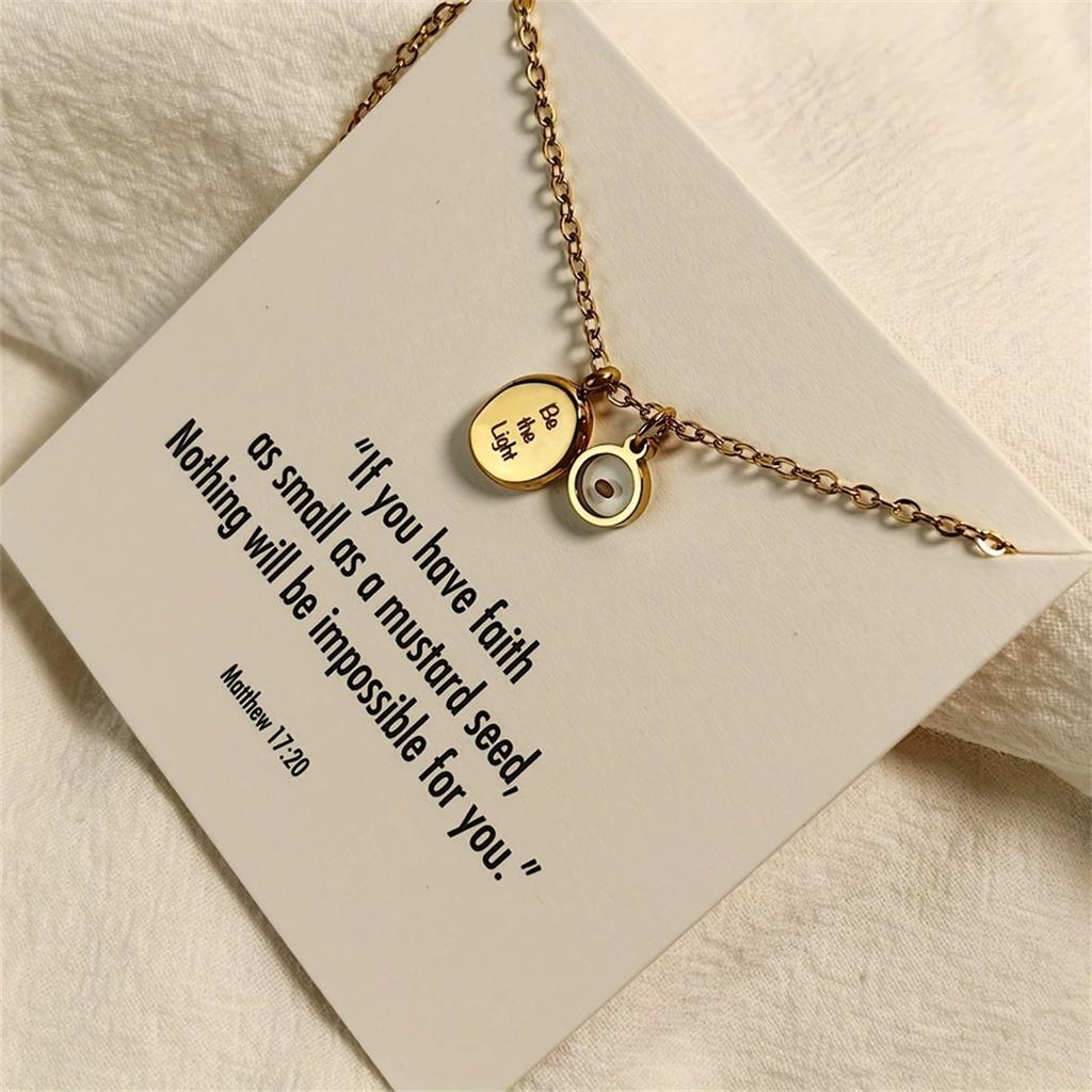 Hot Stainless Steel Mustard Seed Pendant Necklace Unisex Unique Trendy Versatile Inspirational Jewelry Wholesale