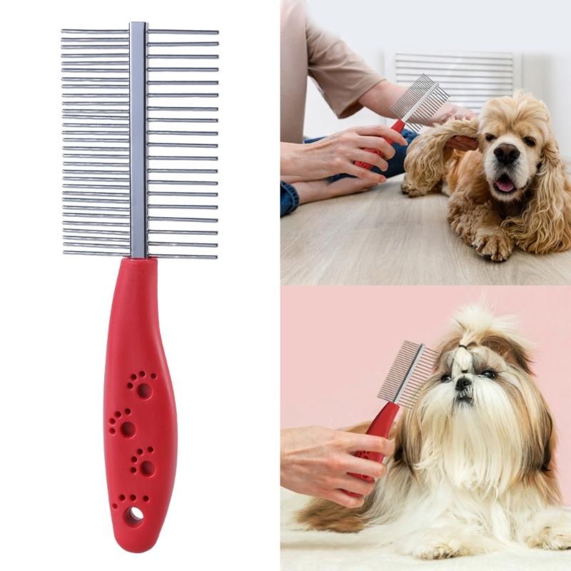 Pet Hair Comb Gentle Deshedding Comb Ergonomic Handle Pet Comb Cats Grooming Supplies for Pet Owners Metal