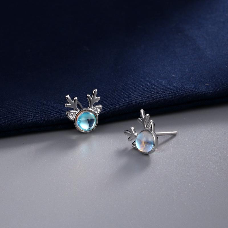 Mori Style Blaumondstein Geweih Ohrringe - 2025 Trendiges Weihnachtsgeschenk für Frauen