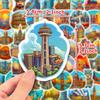 50 Buildings World Landmark Decals Humanistic Landscape Creative Tourism City Laptop Suitcase Water-Repellent X